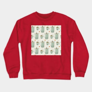 Pattern with ceramic kitchen utensils and hot drink Crewneck Sweatshirt